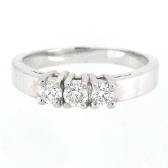 14k White Gold 3 Stone Anniversary Ring 0.30 Cts