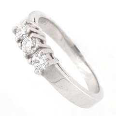 14k White Gold 3 Stone Anniversary Ring 0.30 Cts
