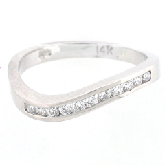 14k White Gold Curved Diamond Anniversary Band 0.24 Cts