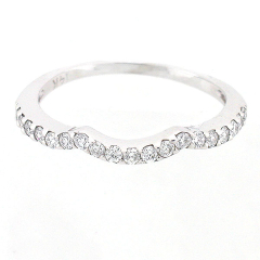 14k White Gold Curved Diamond Anniversary Band 0.35 Cts
