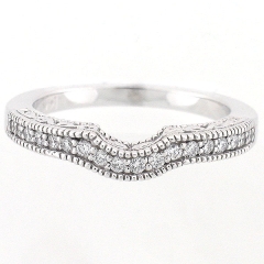 14k Vintage Style Curved Diamond Wedding Band 0.30 Cts