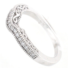 14k Vintage Style Curved Diamond Wedding Band 0.30 Cts
