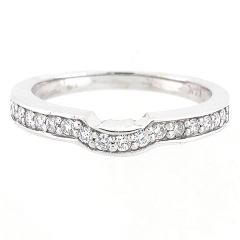 14k Vintage Style Indented Diamond Wedding Band 0.51 Cts
