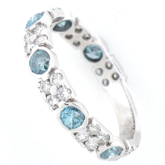 14k Fancy Blue and White Diamond Wedding Band 1.60 Cts
