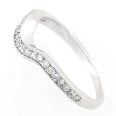14k White Gold Curved Diamond Anniversary Band 0.34 Cts
