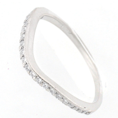 14k White Gold Curved Diamond Anniversary Band 0.32 Cts