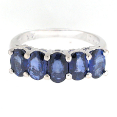 14k Blue Sapphire Anniversary Band 2.43 Cts