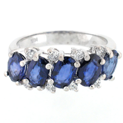 14k Blue Sapphire and Diamond Anniversary Band 3.02 Cts