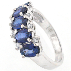14k Blue Sapphire and Diamond Anniversary Band 3.02 Cts