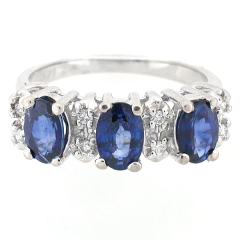 14k Blue Sapphire and Diamond Anniversary Band 1.87 Cts