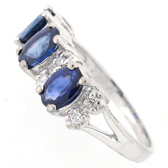 14k Blue Sapphire and Diamond Anniversary Band 1.87 Cts