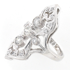 14k White Gold Antique Reproduction Diamond Ring 1.22 Cts