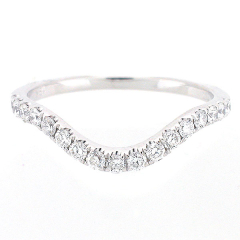 18k White Gold Curved Diamond Wedding Band 0.51 Cts