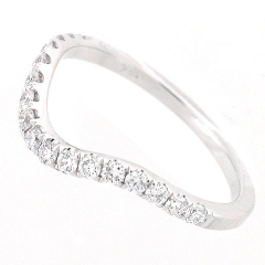 18k White Gold Curved Diamond Wedding Band 0.51 Cts