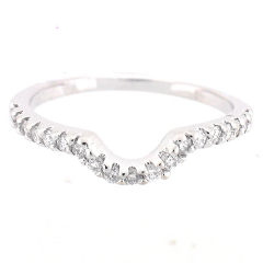 14k White Gold Curved Diamond Wedding Band 0.40 Cts