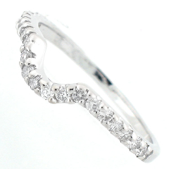 14k White Gold Curved Diamond Wedding Band 0.40 Cts