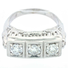 0.98ctw 14k White Gold Three Stone Ladies Diamond Band