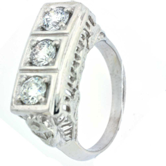 0.98ctw 14k White Gold Three Stone Ladies Diamond Band