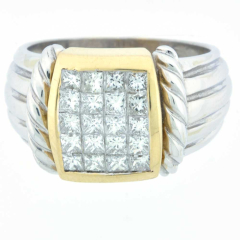 18k Two Tone Diamond Wedding Band 1.04Ctw