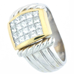 18k Two Tone Diamond Wedding Band 1.04Ctw