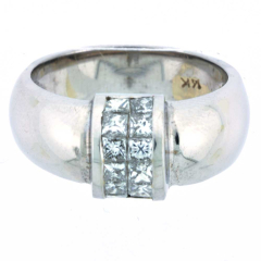 14k White Gold Diamond Wedding Band 0.83Ctw