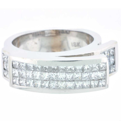 18k White Gold Diamond Wedding Band 2.00 Ctw