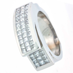 18k White Gold Diamond Wedding Band 2.00 Ctw