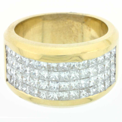 18k Yellow Gold Diamond Band with Invisible Setting 2.93 Ctw