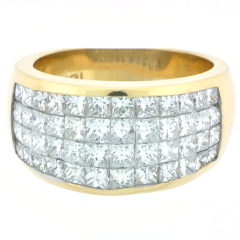 18k Yellow Gold Diamond Wedding Band with Invisible Setting 2.97Ctw
