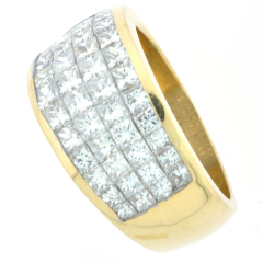 18k Yellow Gold Diamond Wedding Band with Invisible Setting 2.97Ctw