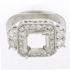 14k Antique Style Semi-Mount Diamond Ring 1.15 cts