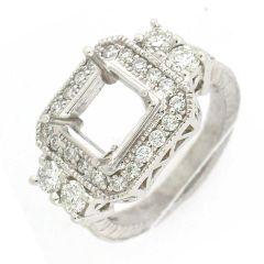 14k Antique Style Semi-Mount Diamond Ring 1.15 cts