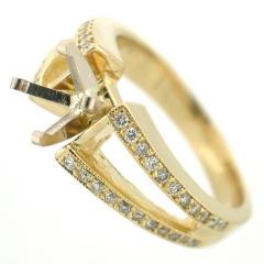 14k Yellow Gold Split Shank Semi-Mount Diamond Ring 0.47 Cts