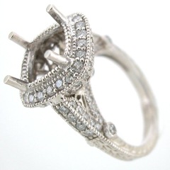 14k Antique Style Semi-Mount Diamond Ring 1.54 Cts.