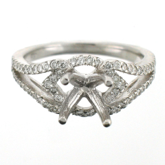 18k Split Shank Semi-Mount Diamond Ring 0.64 Ctw.