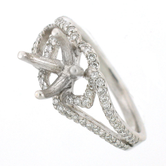 18k Split Shank Semi-Mount Diamond Ring 0.64 Ctw.