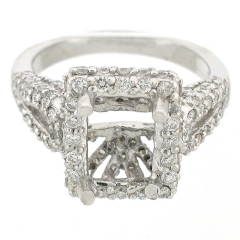 14k Antique Style Split Shank Semi-Mount Diamond Ring 1.56 Cts.