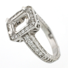 14k Antique Style Semi-Mount Diamond Ring 1.01 Cts.