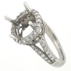 14k Split Shank Semi-Mount Diamond Halo Ring 0.74 Cts.