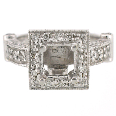 14k Antique Style Semi-Mount Diamond Ring 0.71 Cts.