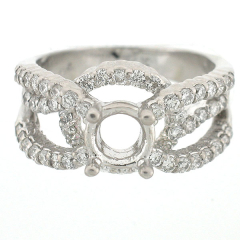 14k Triple Split Shank Semi-Mount Diamond Ring 1.21 Ctw