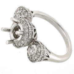 14k Antique Style 3-Stone Semi-Mount Diamond Ring 1.07 Cts.
