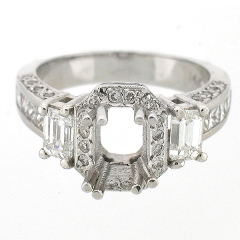 14K Antique Style Semi Mount Diamond Ring 1.79 Cts