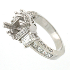 14K Antique Style Semi Mount Diamond Ring 1.79 Cts