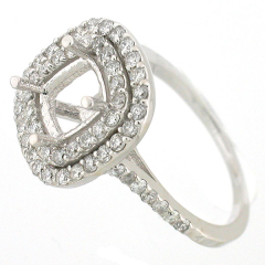 14K Double Halo Semi Mount Engagement Ring Setting 0.94 Cts