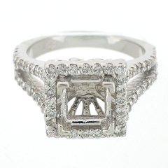14K Split Shank Semi-Mount Diamond Engagement Ring 0.97 Cts