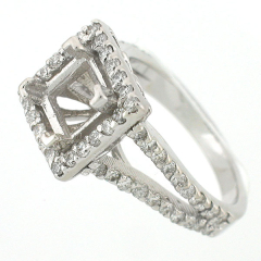 14K Split Shank Semi-Mount Diamond Engagement Ring 0.97 Cts