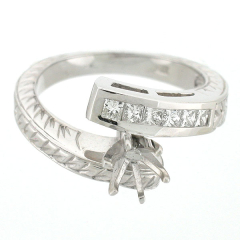 14K Engraved Wrap-Around Style Semi-Mount Diamond Ring 0.40 Cts