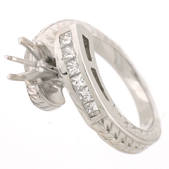 14K Engraved Wrap-Around Style Semi-Mount Diamond Ring 0.40 Cts