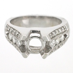 14k Vintage Style Semi-Mount Diamond Engagement Ring 1.03 Cts